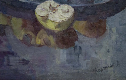 Oil painting of textured off-white apple by Kerzhner Alexander Haskelevich