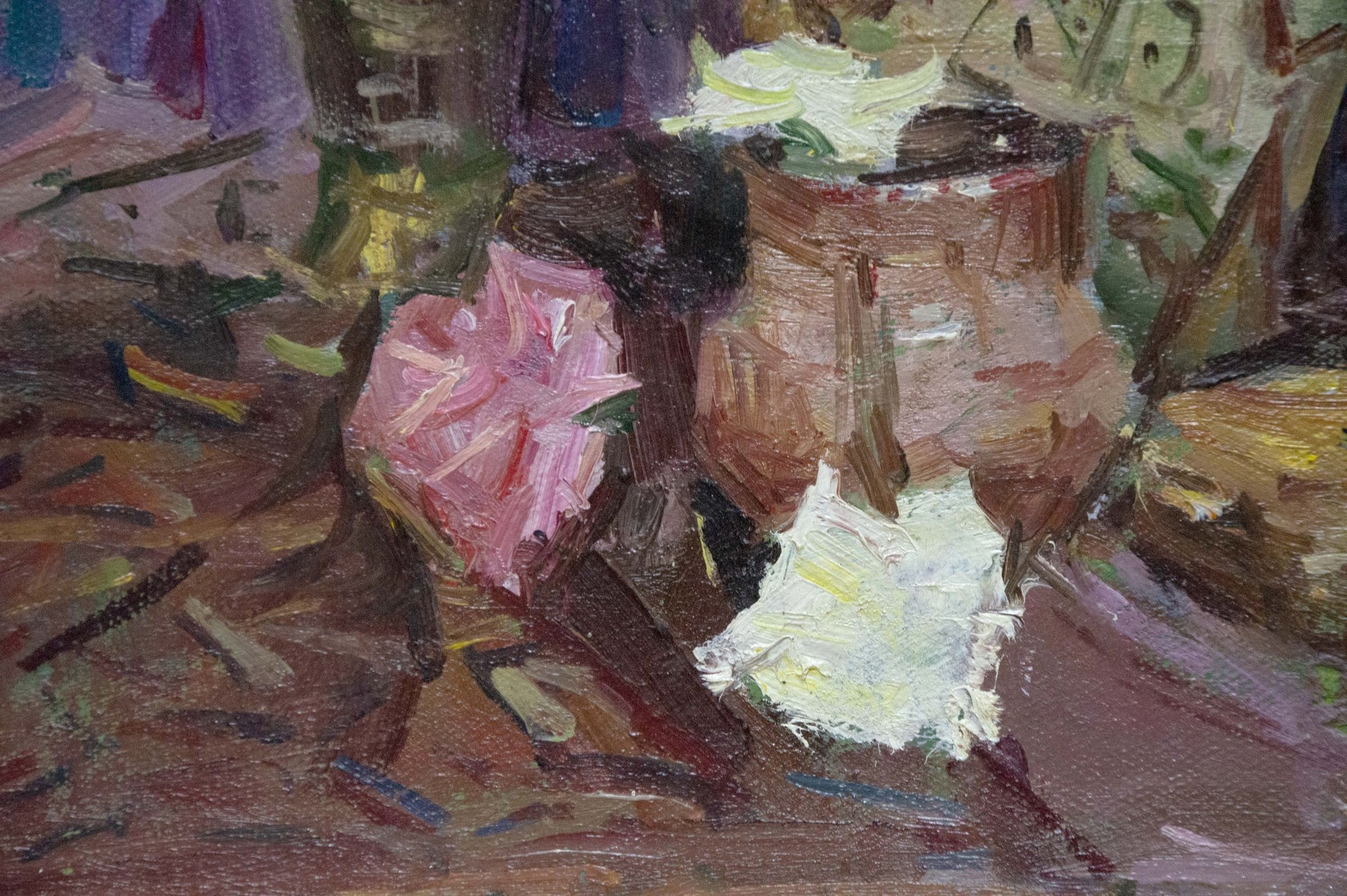 Oil painting of pink flower by Ryasnyansky Mikhail Alekseevich