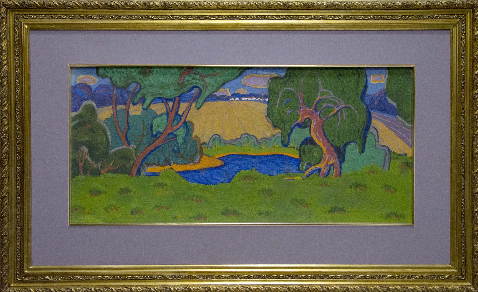 Oil painting Summer landscape with lake by Georgy Kolosovsky