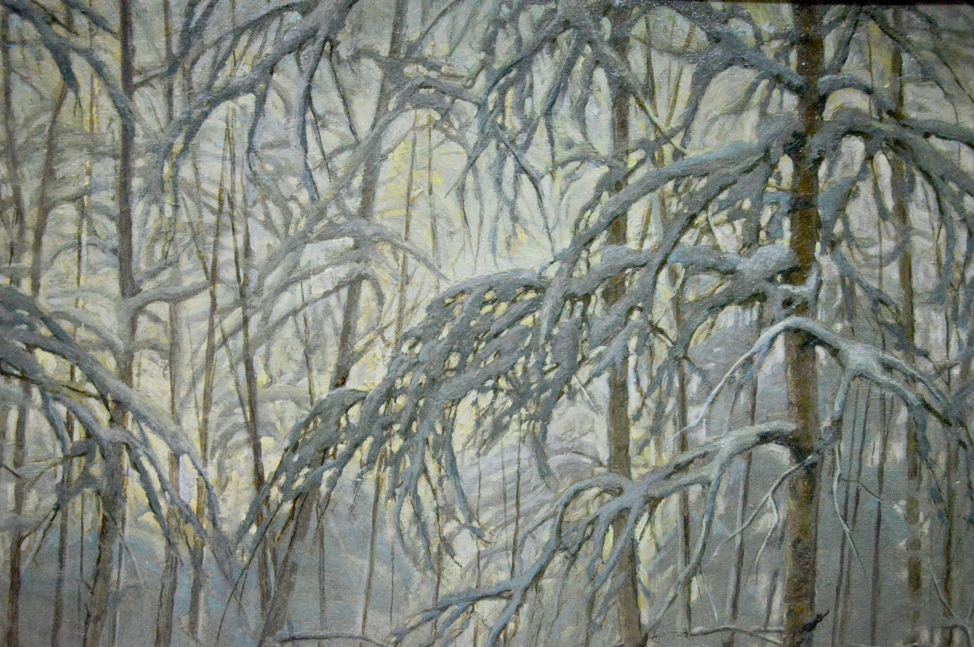 Serene winter forest oil painting by Kamzolkin Evgeny Ivanovich