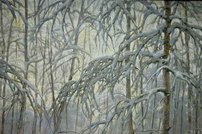 Serene winter forest oil painting by Kamzolkin Evgeny Ivanovich