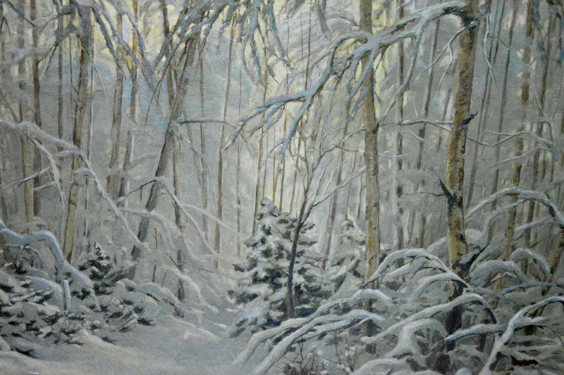 Oil painting of snow-covered forest by Kamzolkin Evgeny Ivanovich