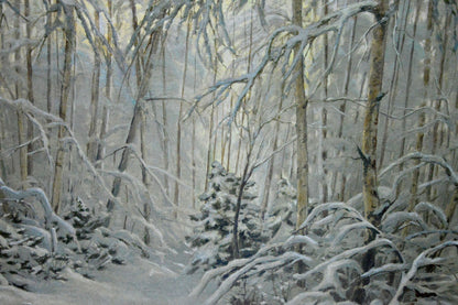 Oil painting of snow-covered forest by Kamzolkin Evgeny Ivanovich
