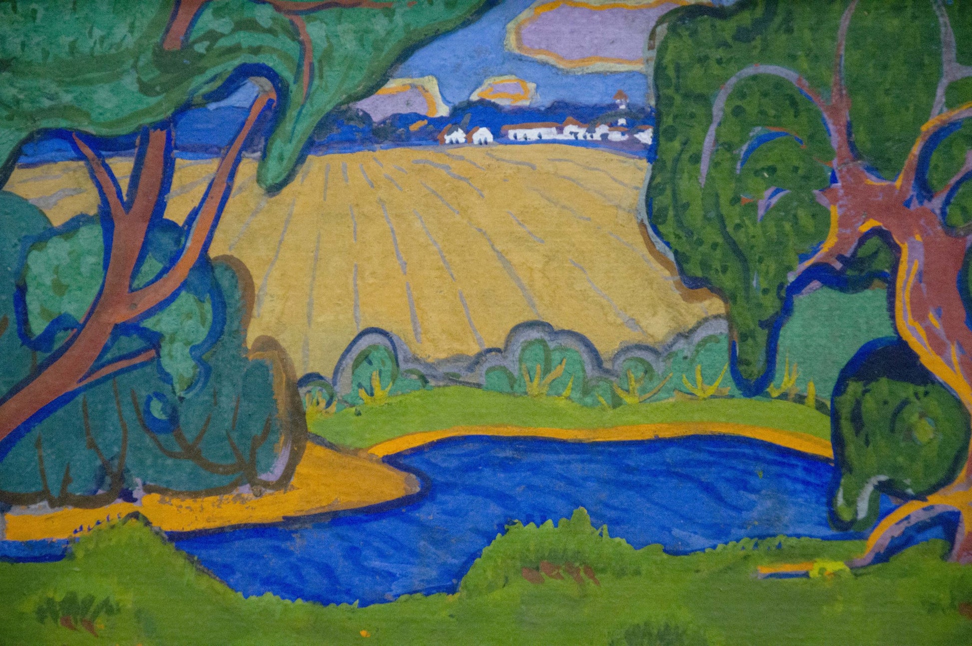Oil painting Summer landscape with lake by Georgy Kolosovsky