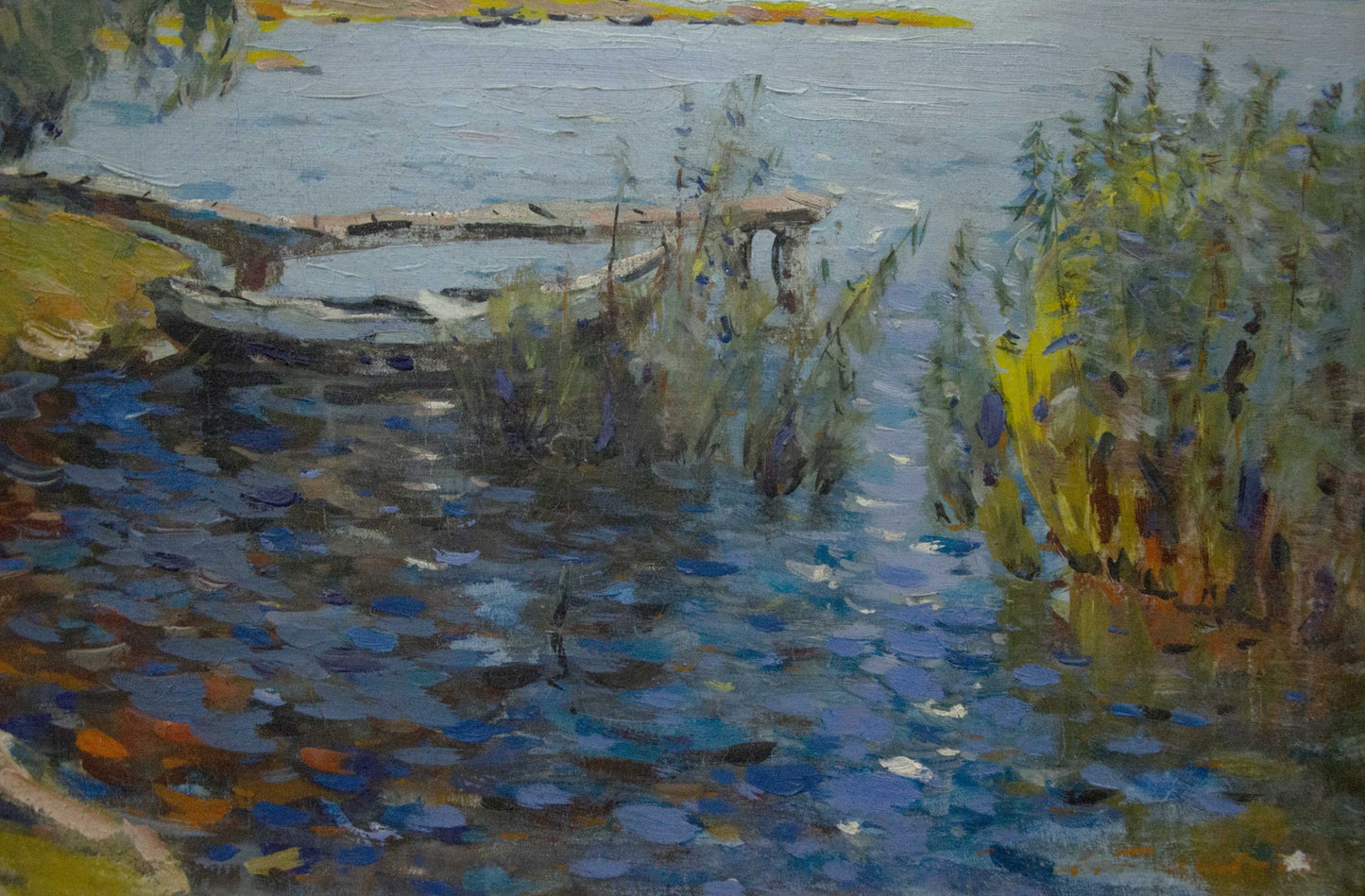 Oil painting of serene summer river landscape by Bakaev Sergey Ivanovich