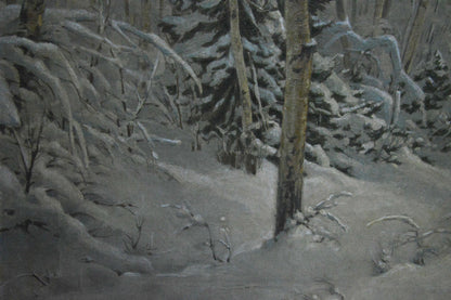 Oil painting of snow-covered forest by Kamzolkin Evgeny Ivanovich