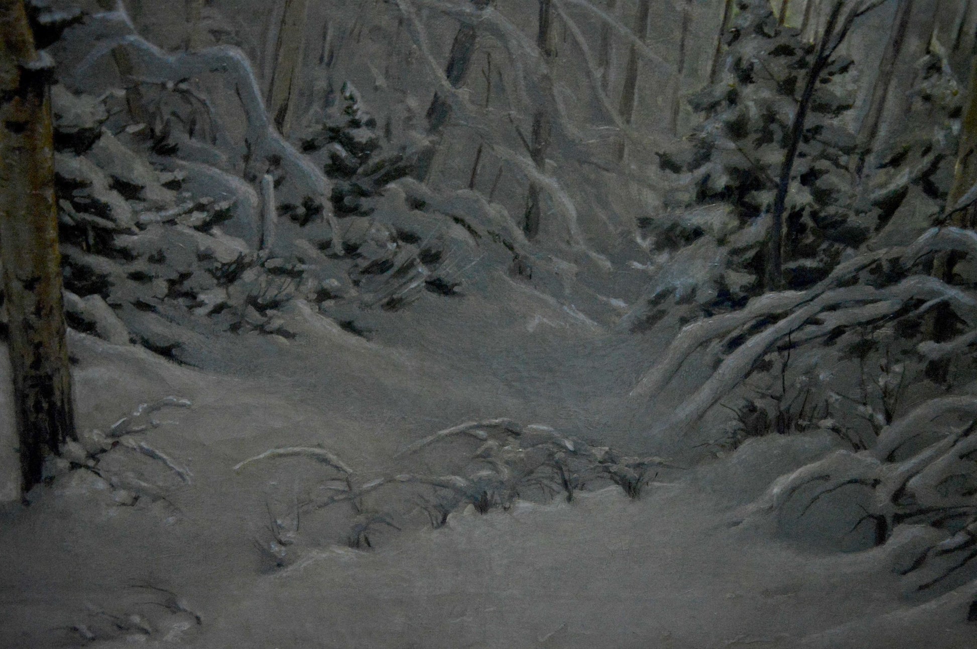 Serene winter forest oil painting by Kamzolkin Evgeny Ivanovich
