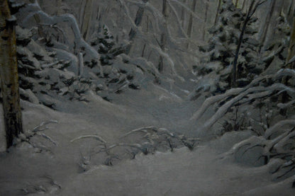 Serene winter forest oil painting by Kamzolkin Evgeny Ivanovich