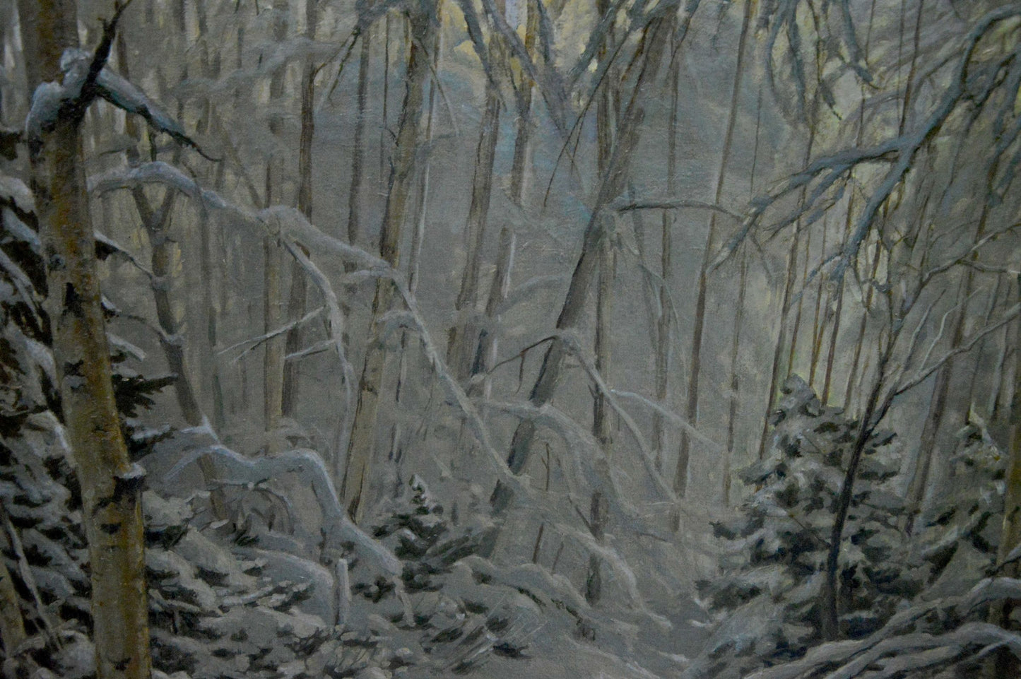 Oil painting of snow-covered forest by Kamzolkin Evgeny Ivanovich
