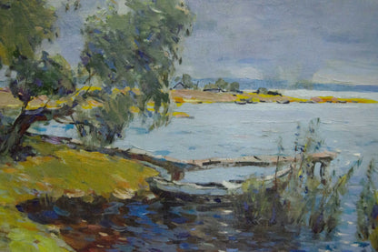 Serene lakeside oil painting by Bakaev Sergey Ivanovich