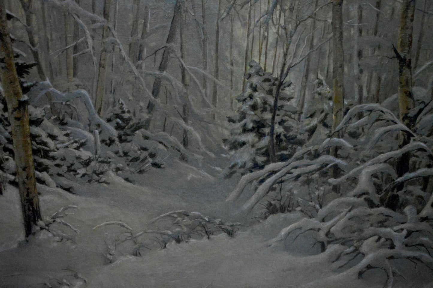 Oil painting of snow-covered winter forest by Kamzolkin Evgeny Ivanovich
