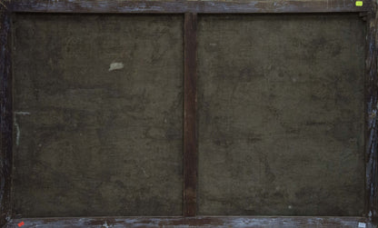 Weathered wooden frame back for Oil painting Coast with dark textured grain
