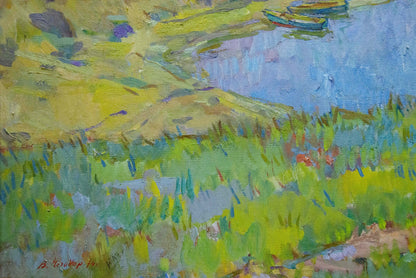 Vibrant impressionist oil painting by Chegodar Vasily Dmitrievich, sunlit landscape