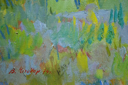 Oil painting Landscape by Chegodar Vasily Dmitrievich, vibrant textured greens
