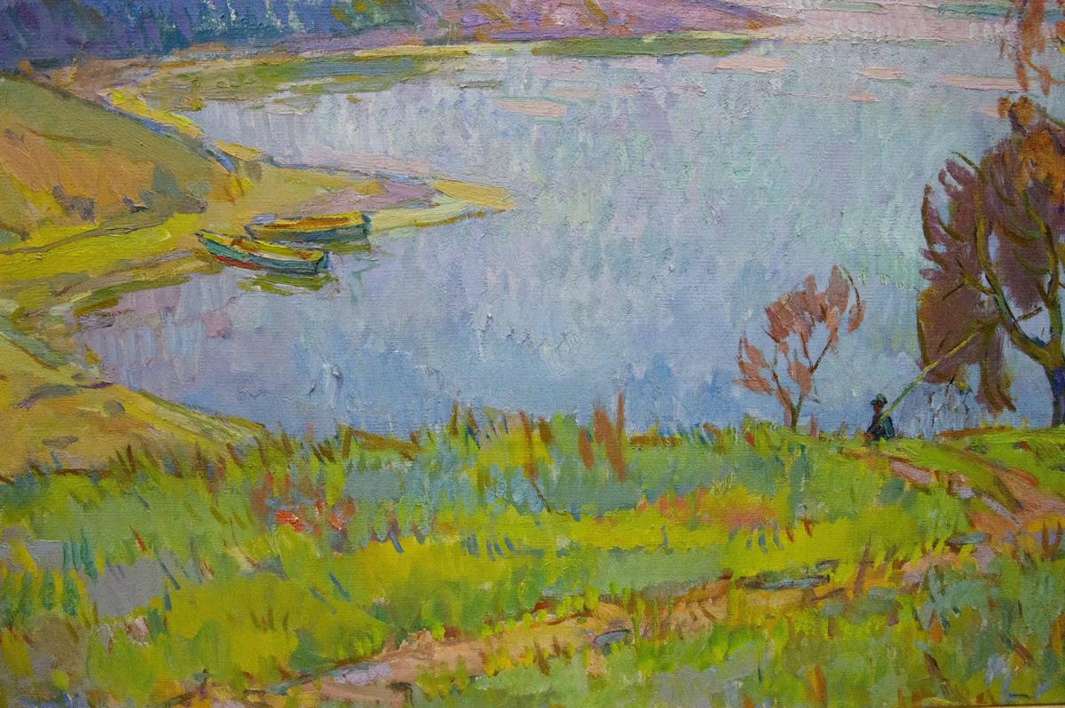 Vibrant impressionist lakeside oil painting by Chegodar Vasily Dmitrievich