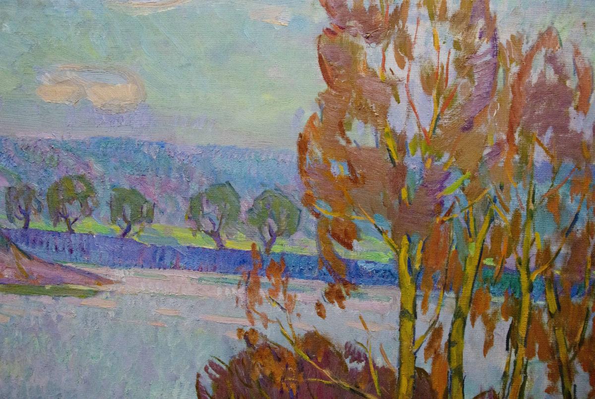 Vibrant impressionist oil painting by Chegodar Vasily Dmitrievich, autumn trees