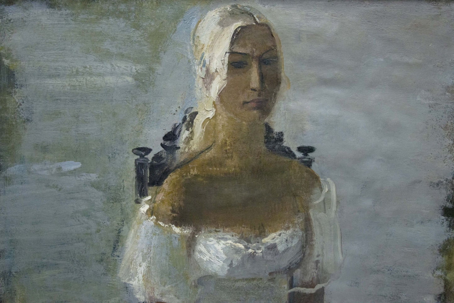 Oil painting portrait of pale blonde girl by Tolkunov Egor Egorovich