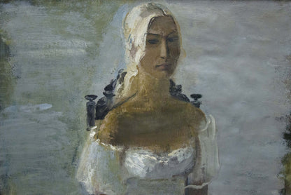 Oil painting portrait of pale blonde girl by Tolkunov Egor Egorovich
