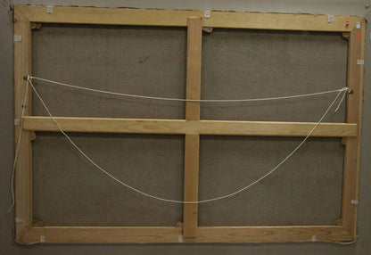 Back of light wooden canvas frame for Oil painting Landscape Chegodar Vasily Dmitrievich with cross-bracing and white string tensioning