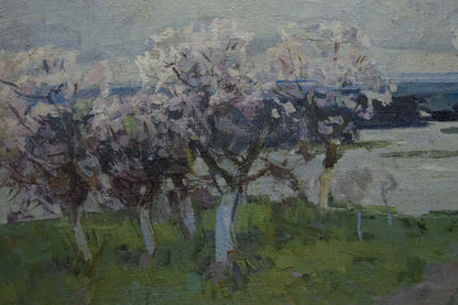 Impressionistic oil painting of Zakharov Fedor Zakharovich apple trees in bloom