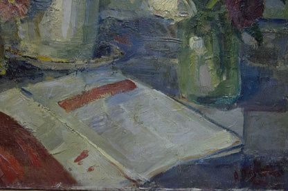 Oil painting Still life by Potapenko Andrey Ilyich: open book with red mark