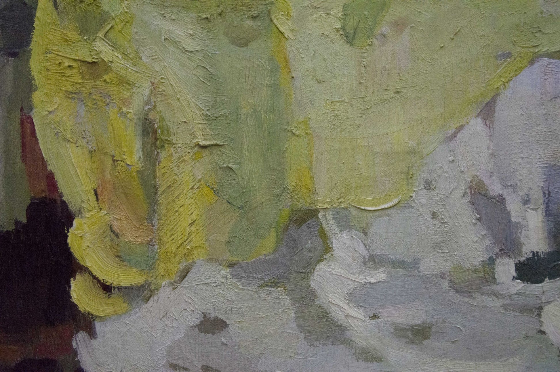 Oil painting portrait of female figure by Singaevsky Vladimir Ivanovich, impasto yellow-green strokes