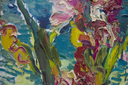 Oil painting Three different bouquets by Sergey Dupliy with vibrant textured florals