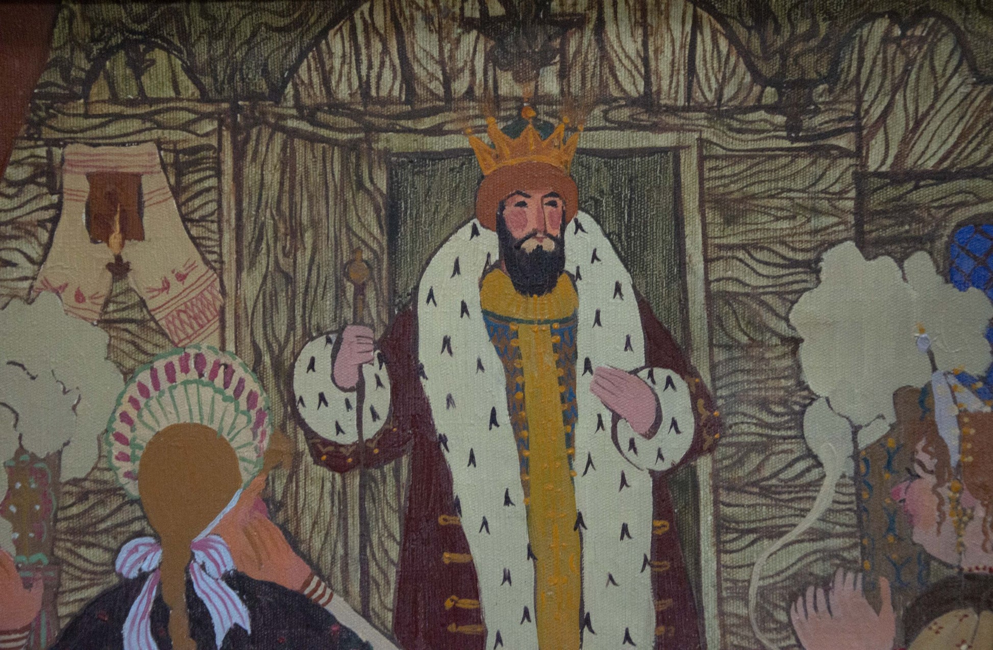 Oil painting of regal patriarch Malyshev Gennady Iosifovich in gold crown