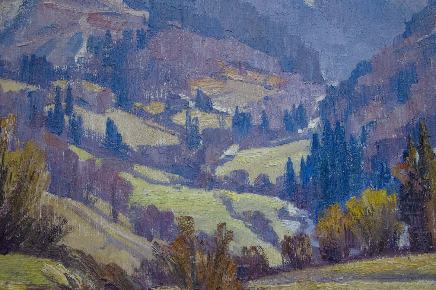 Oil painting of mountainous landscape by Vasyl Georhiyovych Gabda