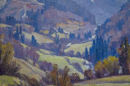 Oil painting of mountainous landscape by Vasyl Georhiyovych Gabda