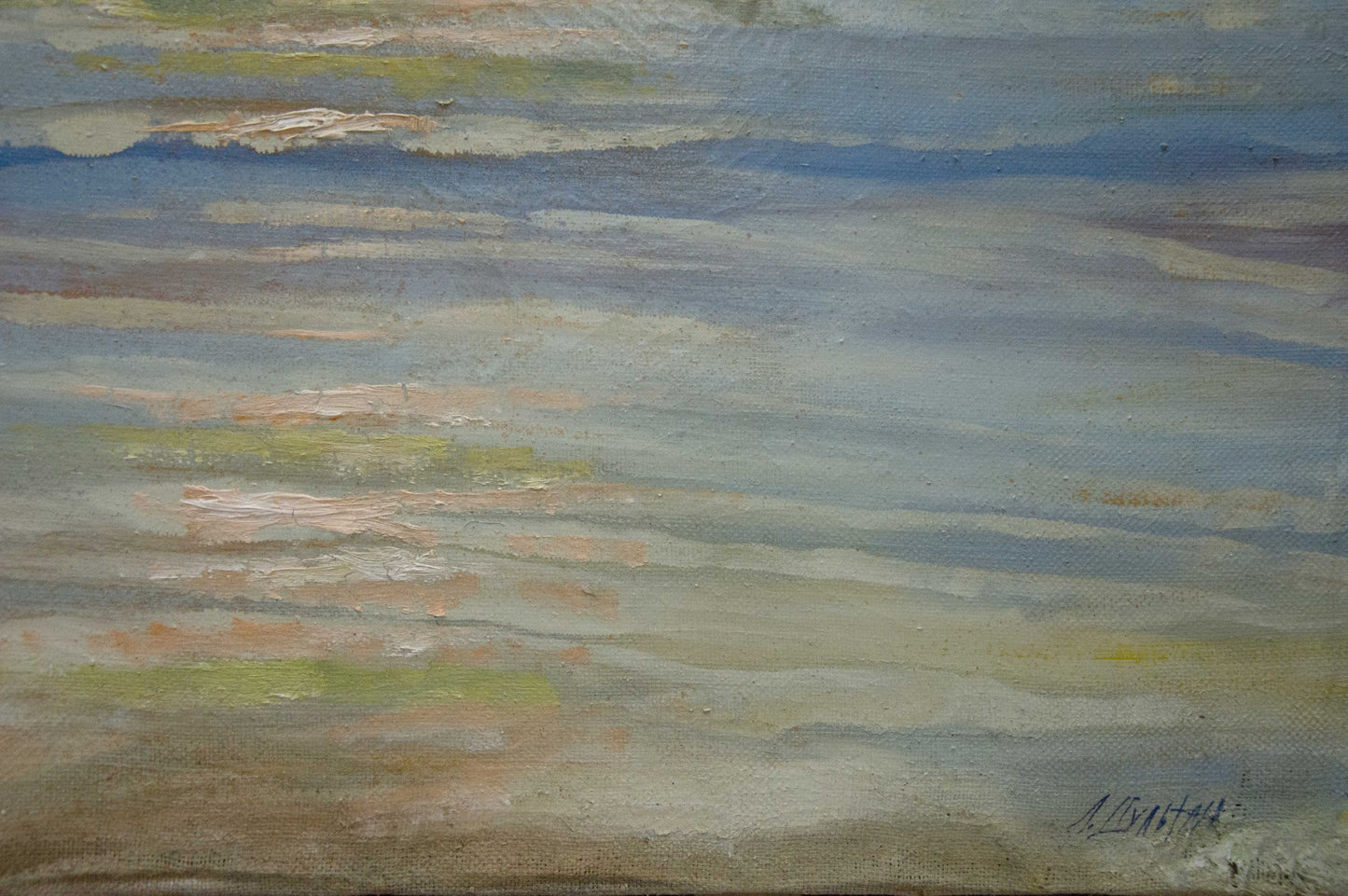 Oil painting of sun rays in sea by unknown artist, tranquil seascape