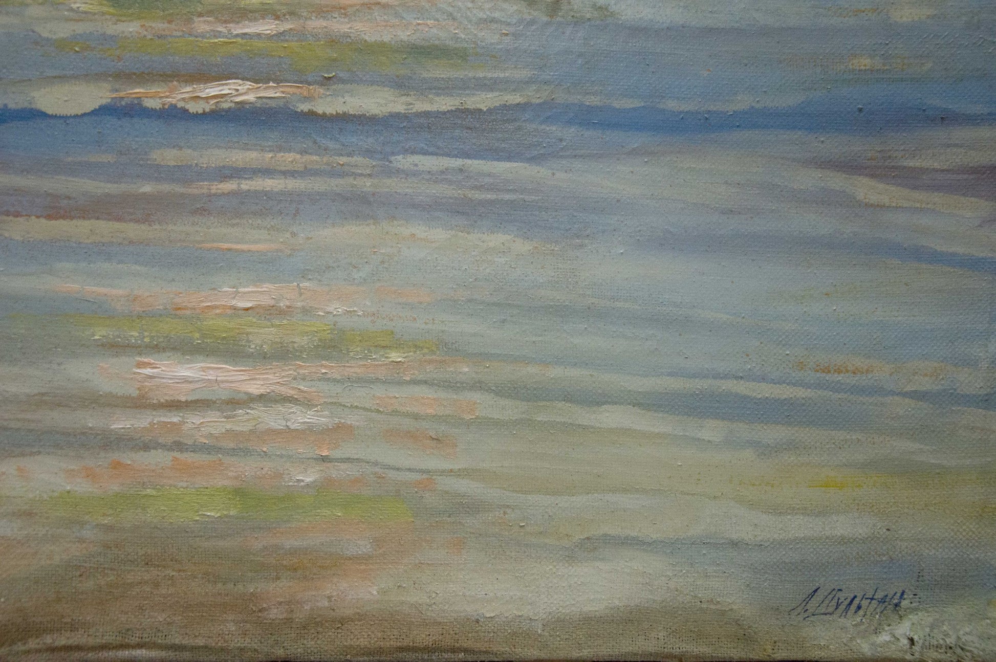 Oil painting of sun rays in sea by unknown artist, tranquil seascape