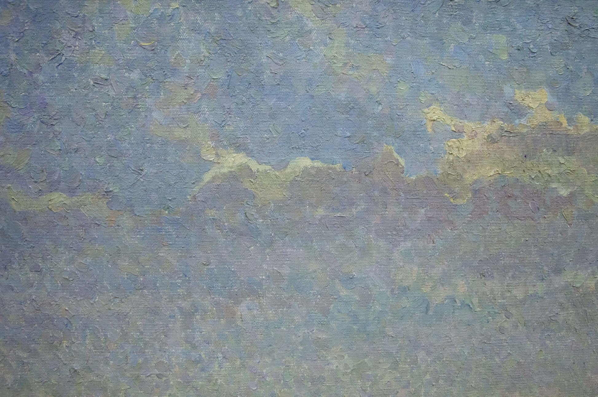 Textured canvas oil painting of cloudy sky by Romanishin Mikhail Nikolaevich