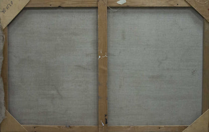 Back of wooden-framed canvas for Oil painting Sun rays in the sea