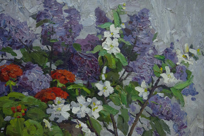 Vibrant oil painting of lilac bouquet by Zhugan Vladimir Alexandrovich