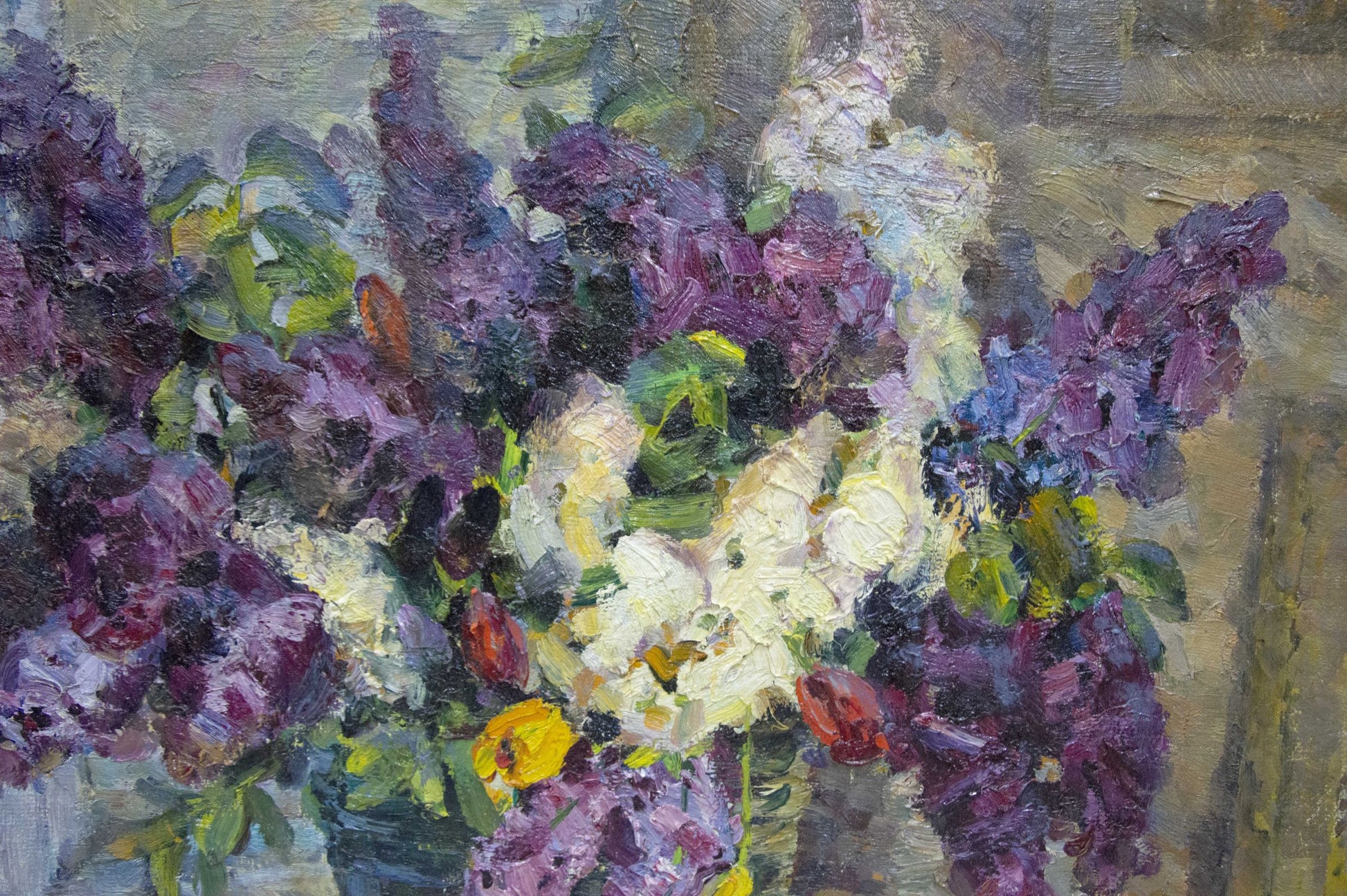 Oil painting of vibrant lilac bouquet by Kolomoitsev Petr Mikhailovich