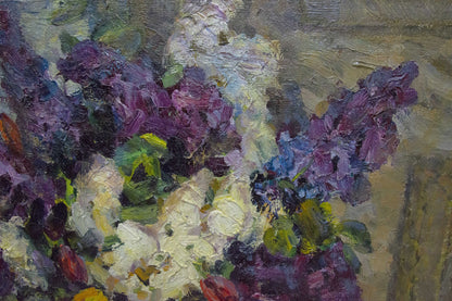 Oil painting of lilac blossoms by Kolomoitsev Petr Mikhailovich