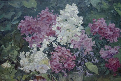 Oil painting Lilac by Nadezhda Kompaniyets-Kiyanchenko with pink and white lilacs