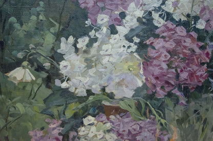 Vibrant oil painting Lilac by Nadezhda Kompaniyets-Kiyanchenko with hydrangeas