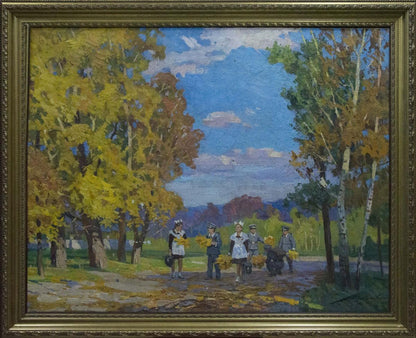 Oil painting of Central Park by Khodchenko Lev Pavlovich, autumn trees