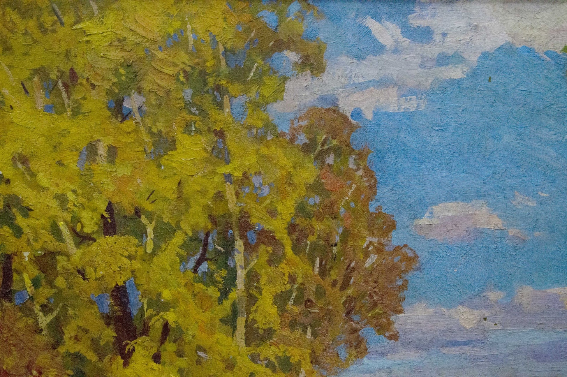 Vibrant impressionist oil painting of birch trees by Khodchenko Lev Pavlovich
