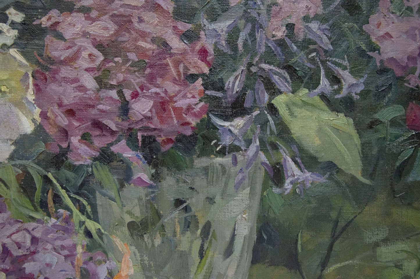 Oil painting Lilac by Nadezhda Kompaniyets-Kiyanchenko with pink purple hydrangeas