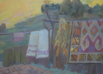 Oil painting of Ukrainian outback by Yuzefovich Natalia Vladimirovna on woven rug