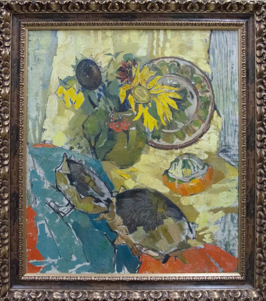 Oil painting of abstract still life sunflowers by Kiyansky Yuri Mikhailovich
