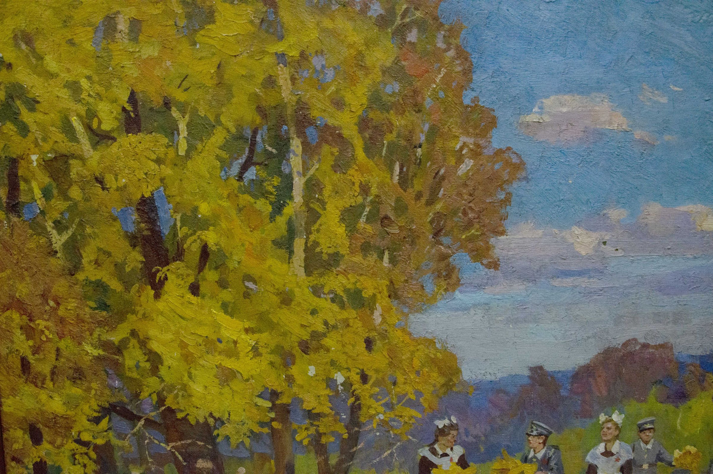 Oil painting of vibrant yellow Central Park tree by Khodchenko Lev Pavlovich
