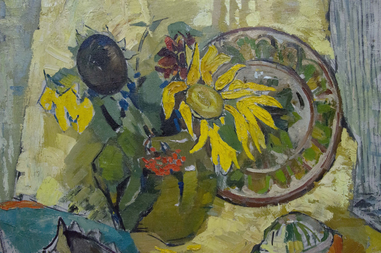 Oil painting of vibrant yellow sunflower by Kiyansky Yuri Mikhailovich