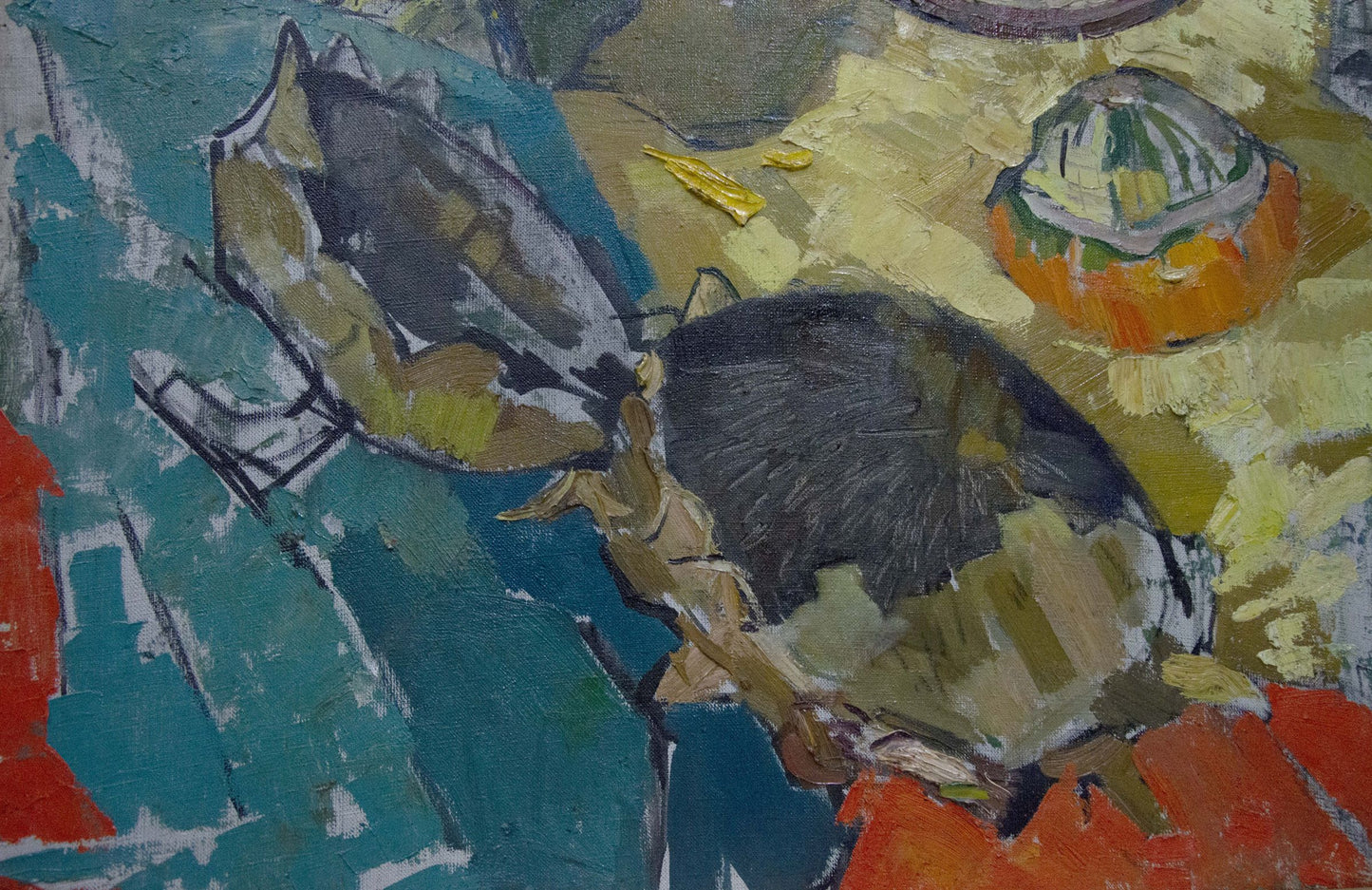 Oil painting of abstract gray beige crab by Kiyansky Yuri Mikhailovich