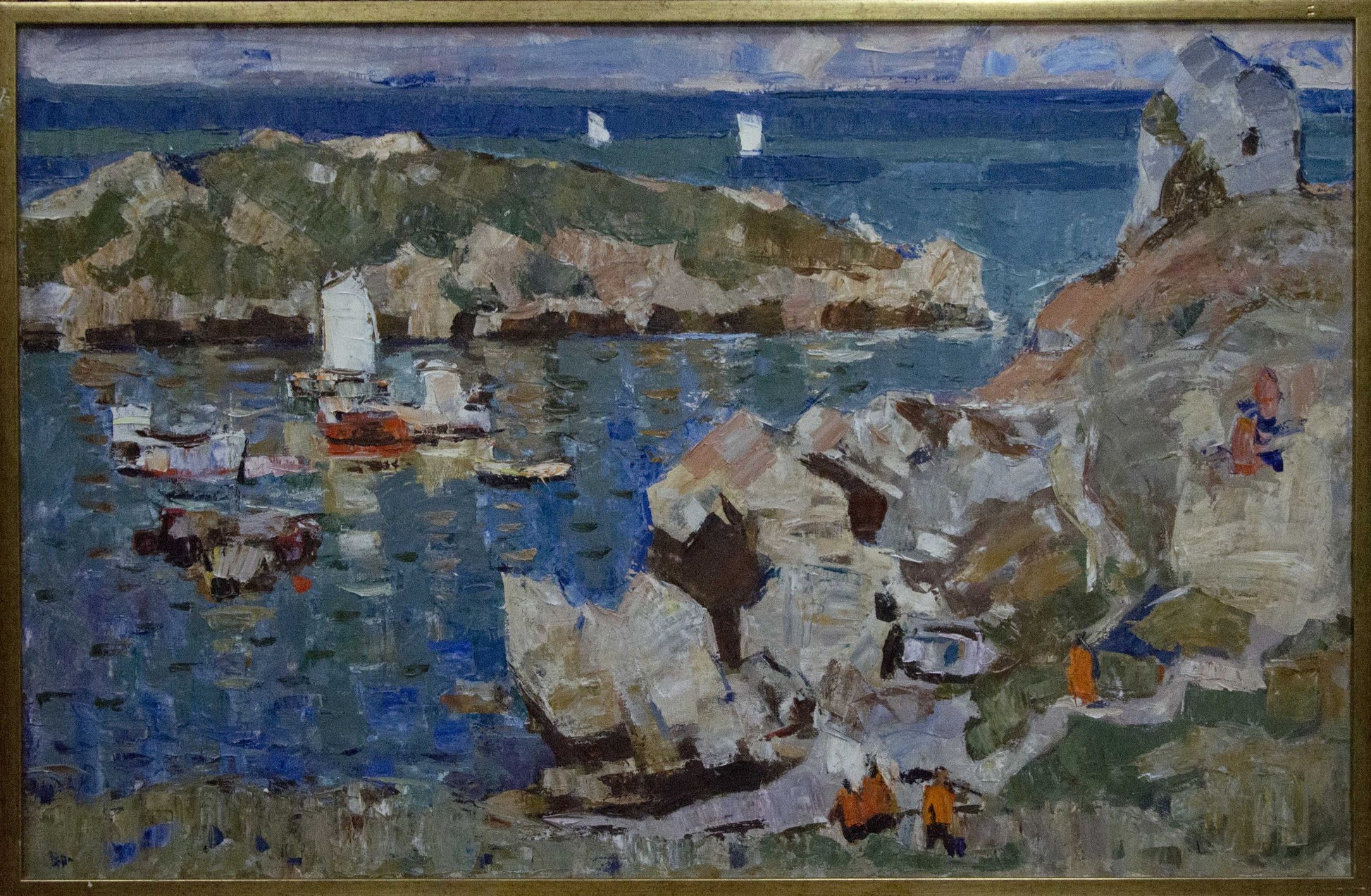 Framed oil painting Sail to the Ferry by Konovalov Yuri Alexandrovich