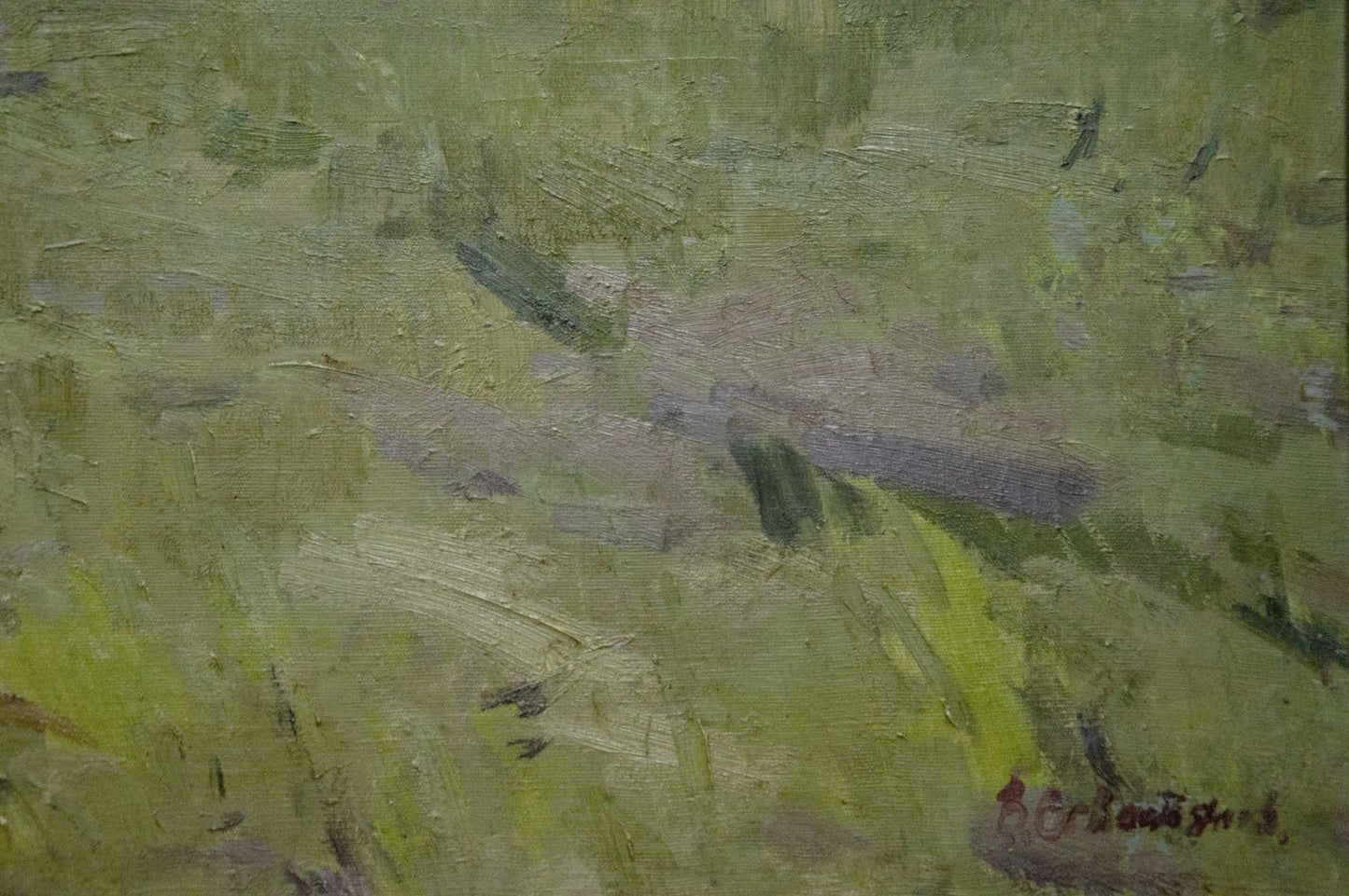Oil painting Near the shore by Sevastyanov Victor Grigorievich, textured grass field