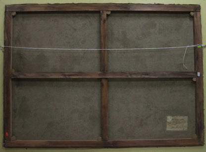 Back of dark wooden canvas frame for Oil painting Near the shore Sevastyanov Victor Grigorievich